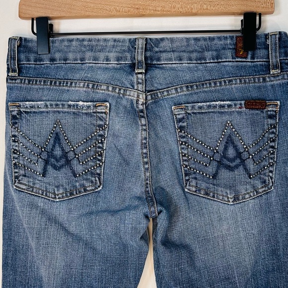7 For All Mankind Vintage Y2K Low Cut Bootcut Denim Jeans 27 Bling Boho Cowgirl - Picture 3 of 10